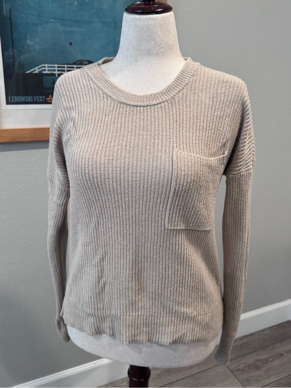 Madewell Beige Cotton Blend Fisherman Knit  Sweater